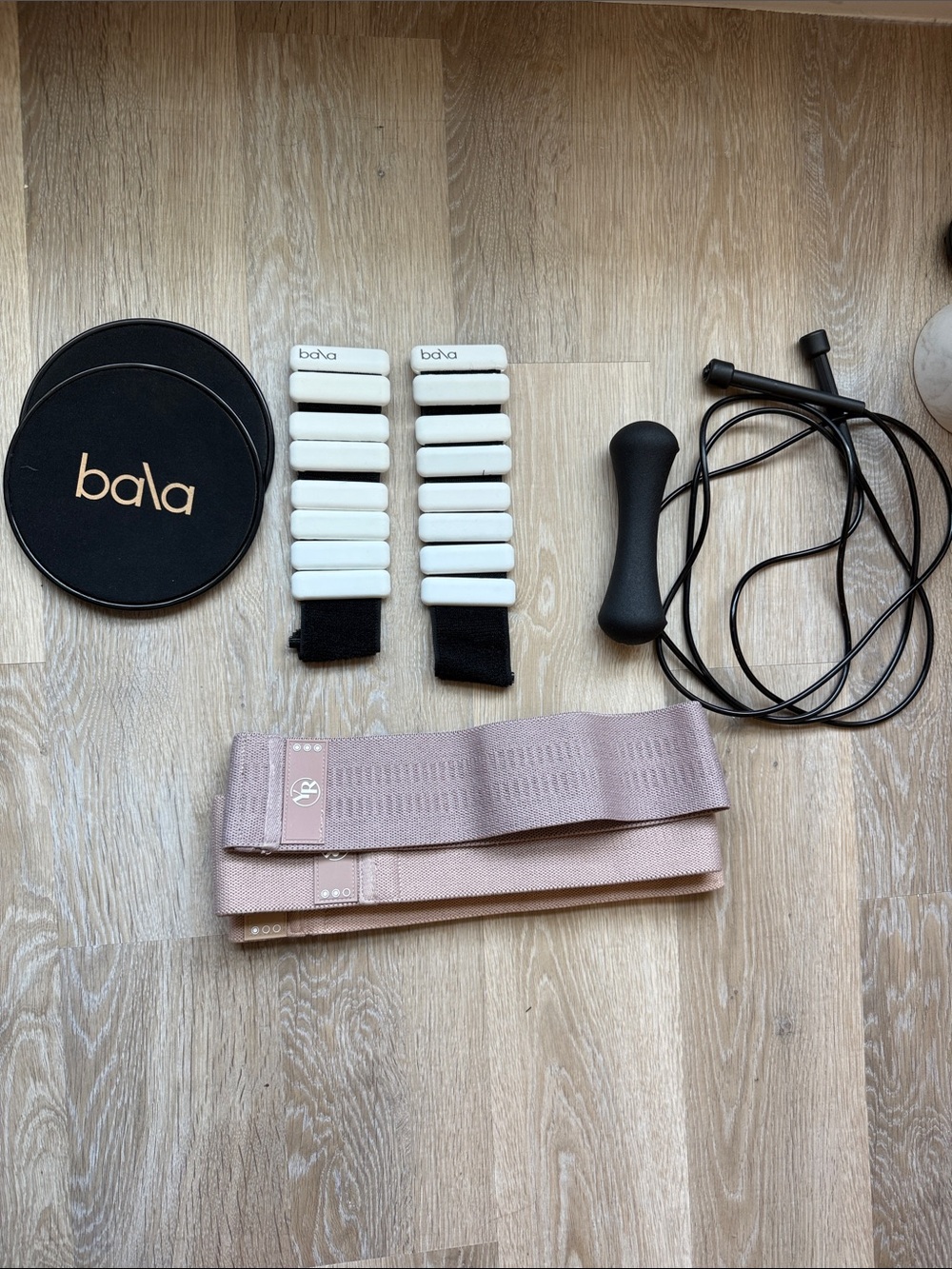 Bala Pilates Accessory Set - Bands, Ankle Weights, Sliders, Jump Rope